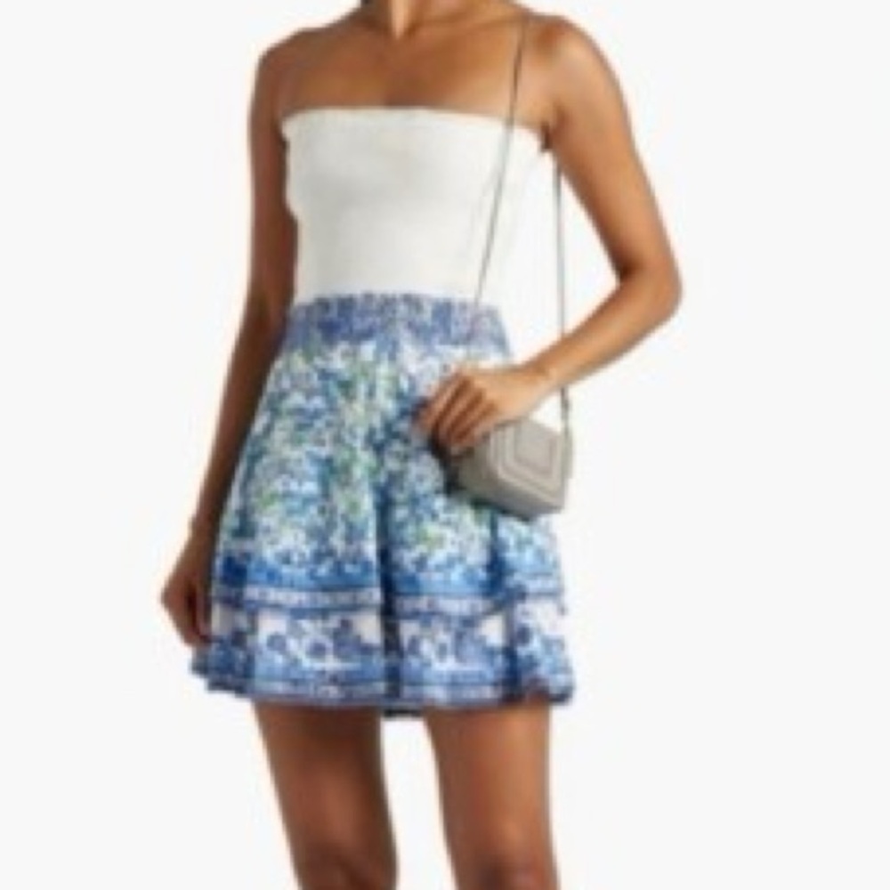 Alice + Olivia Blue and White Mini Skirt - Picture 2 of 7
